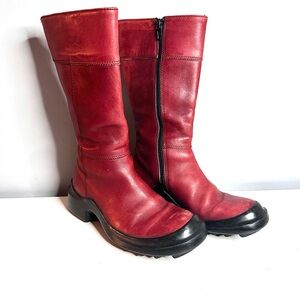MANUFACTURE D’ESSAI Bordeaux / Red Leather Boots, Italy 🇮🇹 Sz 5.5 Mid Length